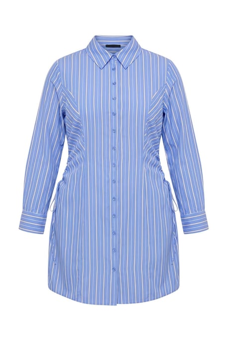 Trendyol Curve Dam Blå Randig Kort / Mini Lång Rak Plus size Klänning - Image 5