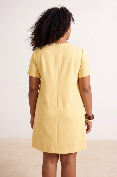 Trendyol Curve Dam Gul Enfärgad Kort / Mini Trekvartsärm Casual A-linje Plus size Klänning - Image 3
