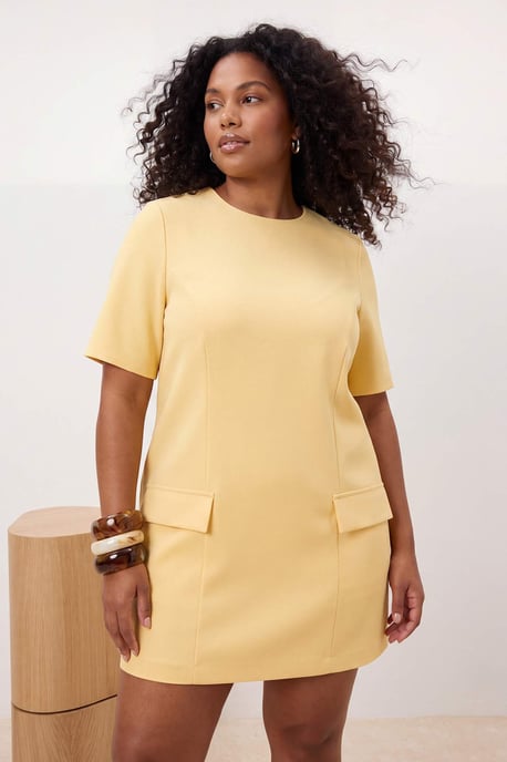 Trendyol Curve Dam Gul Enfärgad Kort / Mini Trekvartsärm Casual A-linje Plus size Klänning - Image 6