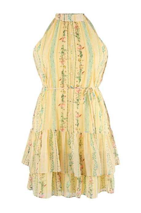 Trendyol Curve Dam Gul Blommig Kort / Mini Ärmlös Casual A-linje Plus size Klänning - Image 3