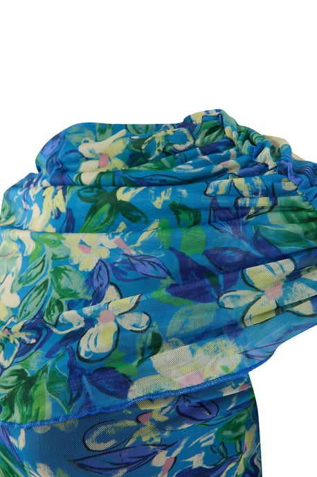 Trendyol Curve Dam Blå Blommig Kort / Mini Ärmlös Casual Bodycon Plus size Klänning - Image 5