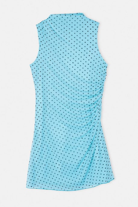 Trendyol Curve Dam Blå Blommig Kort / Mini Ärmlös Casual Skater Plus size Klänning - Image 4