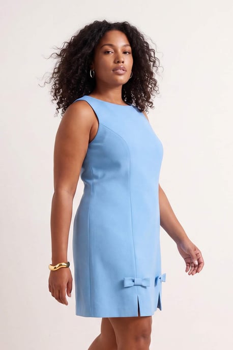 Trendyol Curve Dam Blå Enfärgad Kort / Mini Ärmlös Elegant/Kväll A-linje Plus size Klänning - Image 3