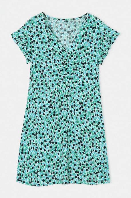 Trendyol Curve Dam Blå Blommig Kort / Mini Kort A-linje Plus size Klänning - Image 3