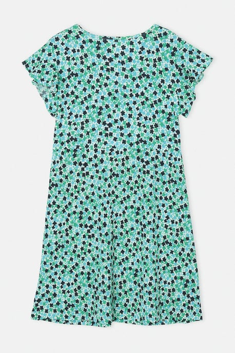 Trendyol Curve Dam Blå Blommig Kort / Mini Kort A-linje Plus size Klänning - Image 4