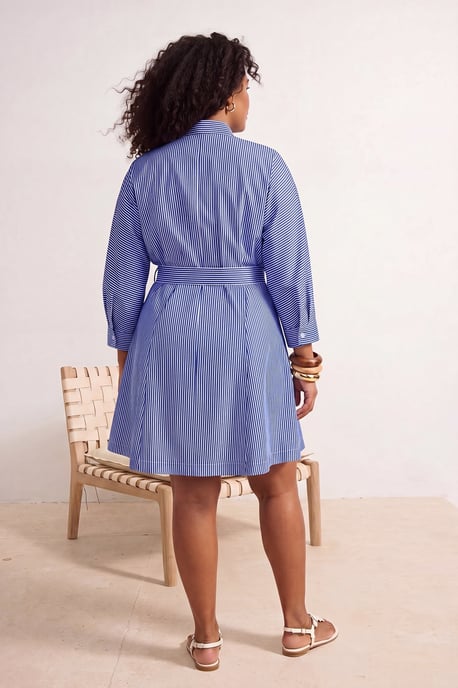 Trendyol Curve Dam Blå Enfärgad Kort / Mini Lång Casual Skjortklänning Plus size Klänning - Image 2