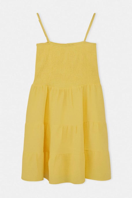 Trendyol Curve Dam Gul Enfärgad Kort / Mini Ärmlös A-linje Plus size Klänning - Image 3