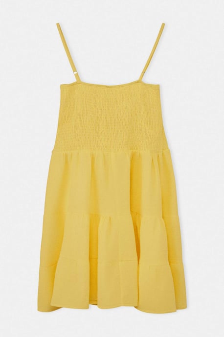 Trendyol Curve Dam Gul Enfärgad Kort / Mini Ärmlös A-linje Plus size Klänning - Image 5