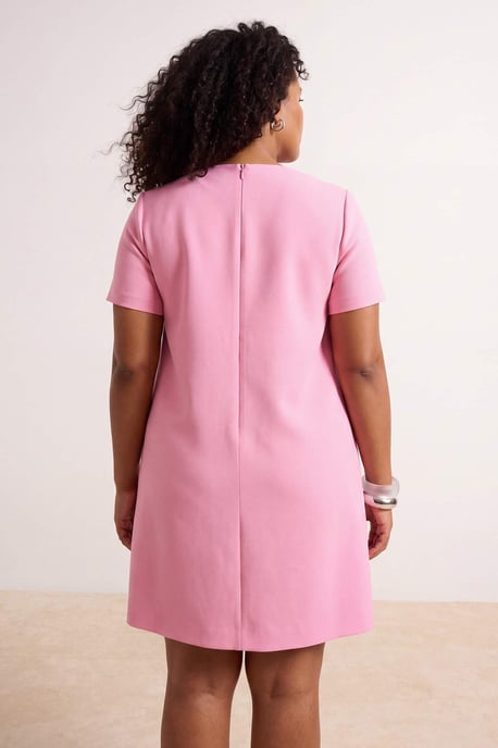 Trendyol Curve Dam Rosa Enfärgad Kort / Mini Trekvartsärm Casual A-linje Plus size Klänning - Image 4