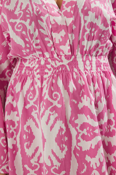 Trendyol Curve Dam Rosa Etniskt mönster Kort / Mini Lång Strandkläder Skater Plus size Klänning - Image 2