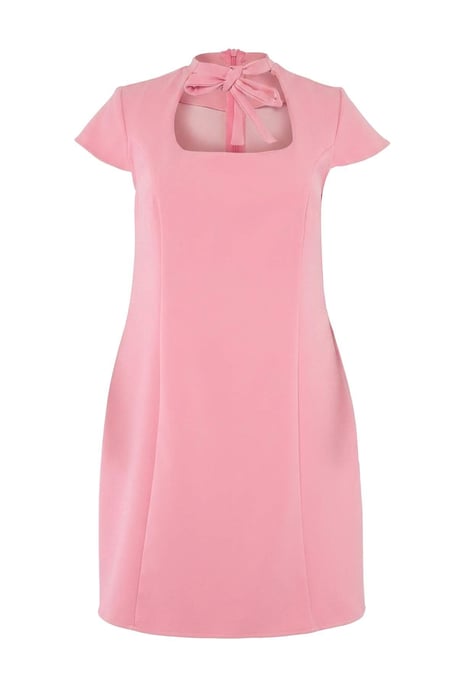 Trendyol Curve Dam Rosa Enfärgad Kort / Mini Kort Rak Plus size Klänning - Image 3