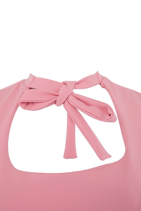Trendyol Curve Dam Rosa Enfärgad Kort / Mini Kort Rak Plus size Klänning - Image 4