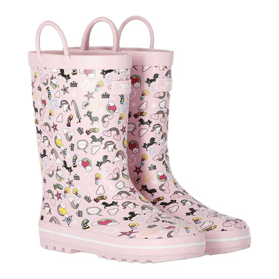 Trespass Gummistövlar för flickor med enhörnings- och regnbågsmotiv (Rosa) - Image 3