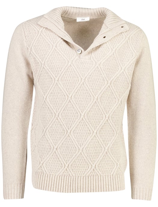 Trui Gentiluomo beige half zip structuur - Image 1