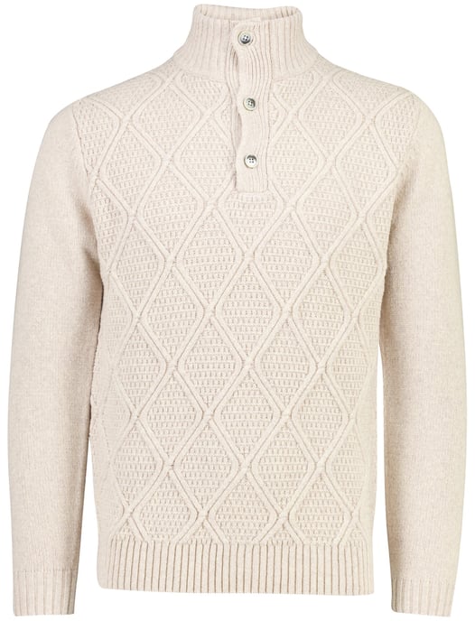 Trui Gentiluomo beige half zip structuur - Image 2