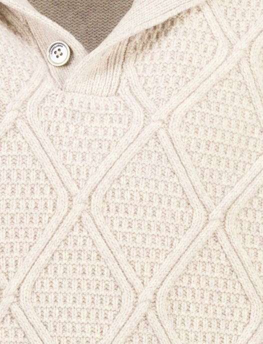 Trui Gentiluomo beige half zip structuur - Image 4