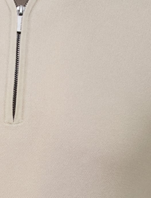 Thomas Maine trui half zip beige katoen - Image 3