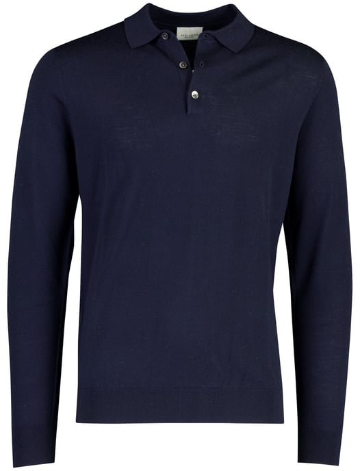 Poloshirt Profuomo donkerblauw wol - Image 1