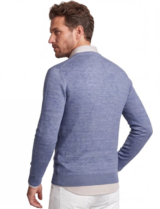Gentiluomo trui blauw regular fit gemêleerd ronde hals - Image 2