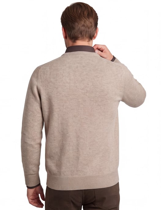 William Lockie lamswol trui beige wijde fit - Image 2