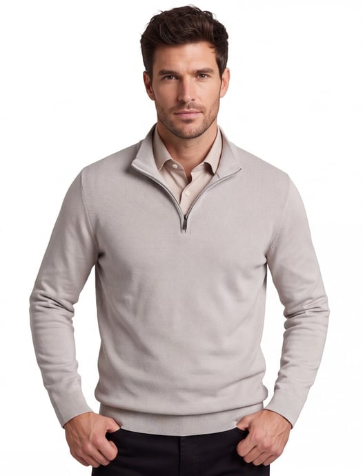 Half zip trui Gentiluomo beige textuur - Image 1