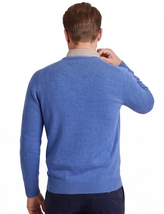 trui William Lockie blauw wijde fit lamswol - Image 2