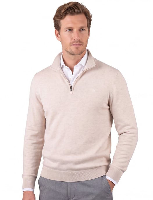 trui Scotland Blue beige half zip boord normale fit - Image 1