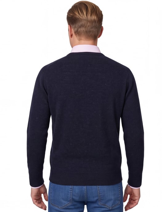 William Lockie trui v-hals midnight blue lamswol - Image 2