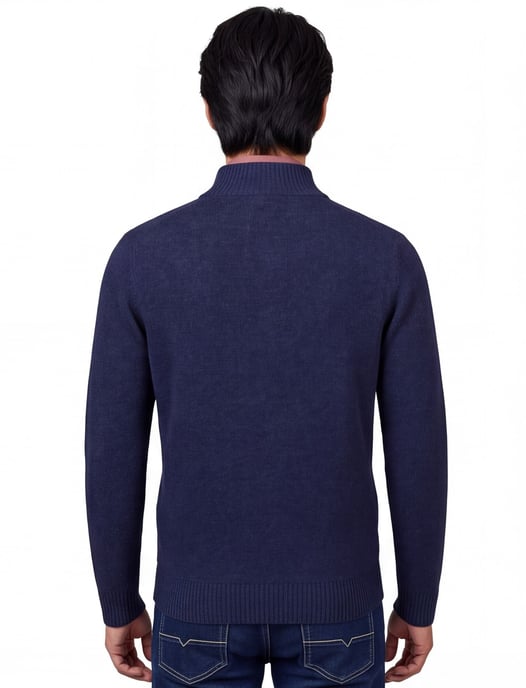 gebreide Gentiluomo trui met rits en knopen blauw - Image 2