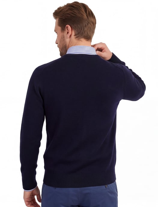 William Lockie pullover donkerblauw v-hals lamswol - Image 2