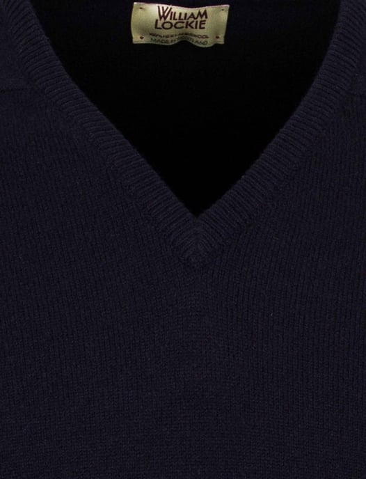 William Lockie pullover donkerblauw v-hals lamswol - Image 3