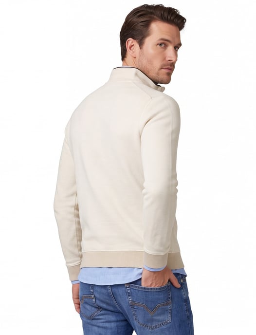 Baileys trui katoen beige half zip - Image 2