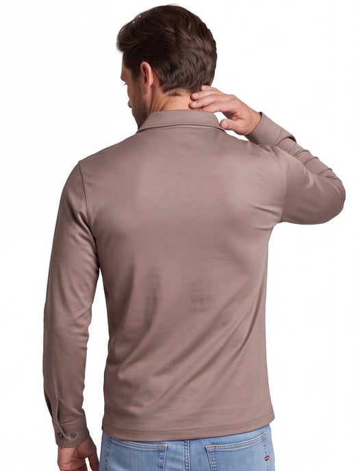 Poloshirt Desoto beige katoen rits - Image 2