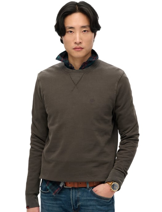 Superdry sweater bruin effen katoen ronde hals - Image 1
