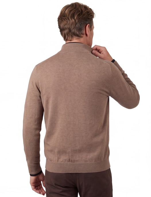 trui Scotland Blue beige half zip normale fit 100% katoen - Image 2
