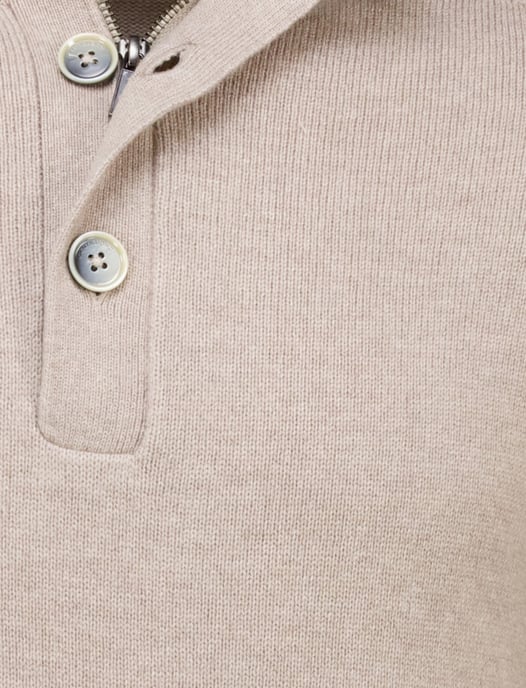 Gentiluomo trui met rits en knopen beige normale fit - Image 4