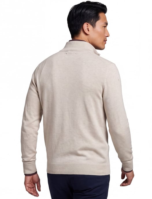 katoenen Gant half zip trui beige effen normale fit - Image 2