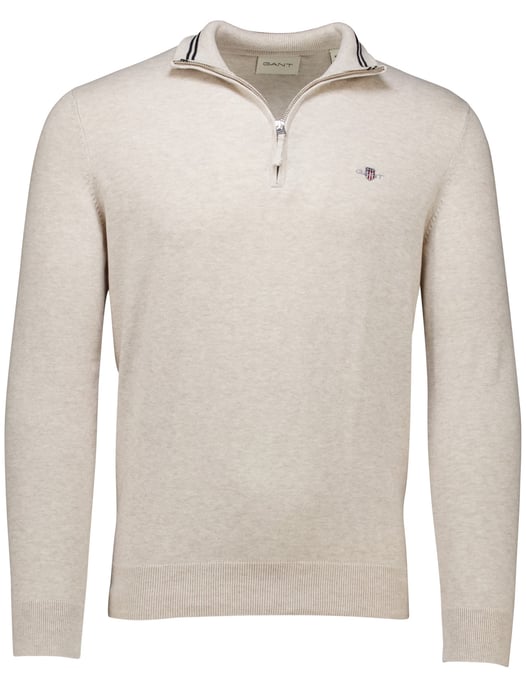 katoenen Gant half zip trui beige effen normale fit - Image 3