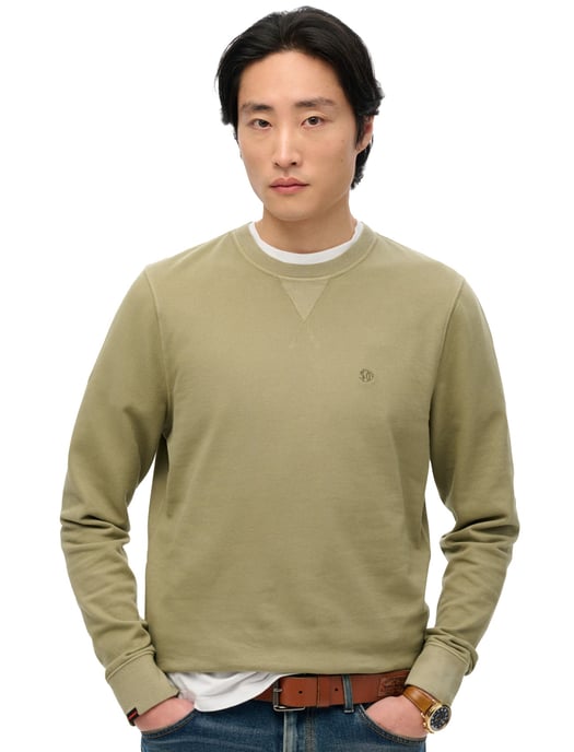 Sweater Superdry olijfgroen effen ronde hals - Image 1