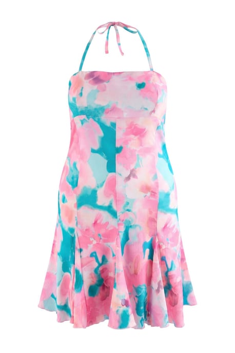 Trendyol Curve Dam Rosa Grafiskt Kort / Mini Ärmlös Skater Plus size Klänning - Image 3