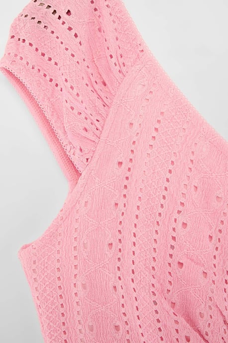 Trendyol Curve Dam Rosa Enfärgad Kort / Mini Ärmlös Casual A-linje Plus size Klänning - Image 4