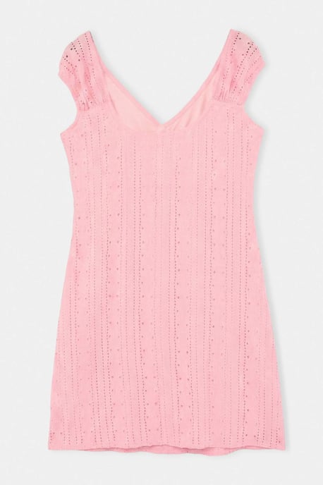 Trendyol Curve Dam Rosa Enfärgad Kort / Mini Ärmlös Casual A-linje Plus size Klänning - Image 5