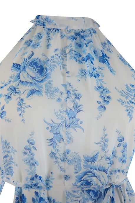 Trendyol Curve Dam Ecru Blommig Kort / Mini Ärmlös Casual A-linje Plus size Klänning - Image 4