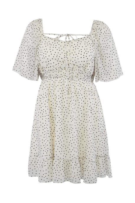 Trendyol Curve Dam Ecru Prickig Kort / Mini Kort Elegant/Kväll A-linje Plus size Klänning - Image 3