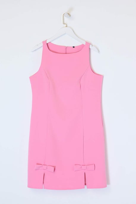 Trendyol Curve Dam Rosa Enfärgad Kort / Mini Ärmlös Elegant/Kväll A-linje Plus size Klänning - Image 3