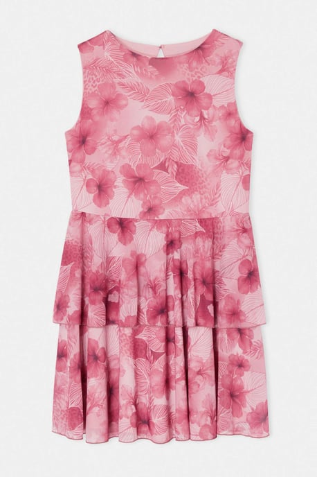 Trendyol Curve Dam Rosa Blommig Kort / Mini Ärmlös Skater Plus size Klänning - Image 3