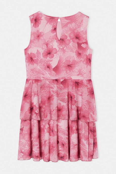 Trendyol Curve Dam Rosa Blommig Kort / Mini Ärmlös Skater Plus size Klänning - Image 5