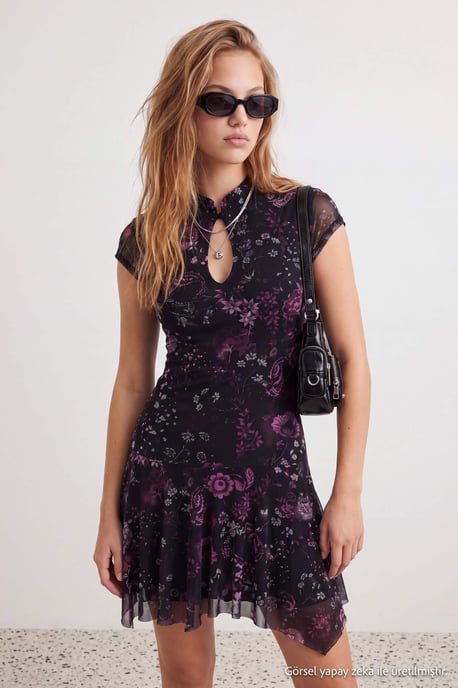 TRENDYOLMİLLA Women's Multicolor Plain Short / Mini Short Skater Dresses - Image 6