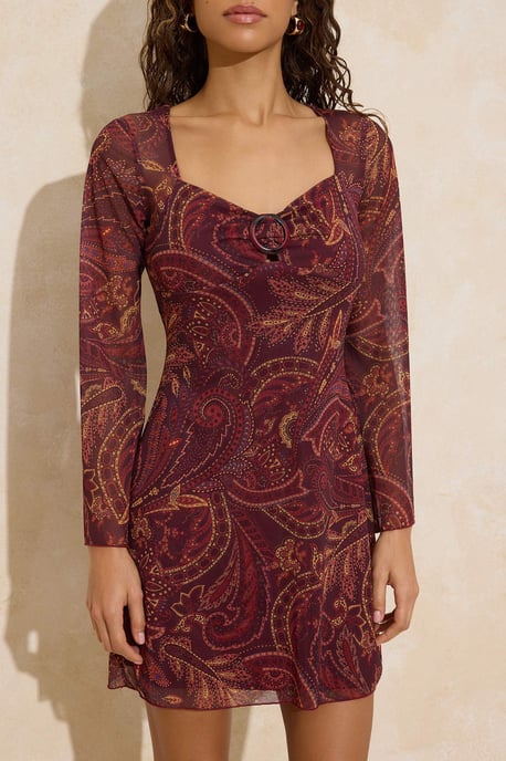 TRENDYOLMİLLA Dames Meerkleurig Paisley Kort / Mini Lang Casual Skater Jurken - Image 3