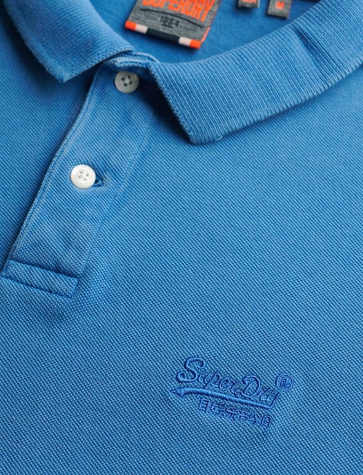 Superdry polo middenblauw pique korte mouw 2-knoops - Image 2